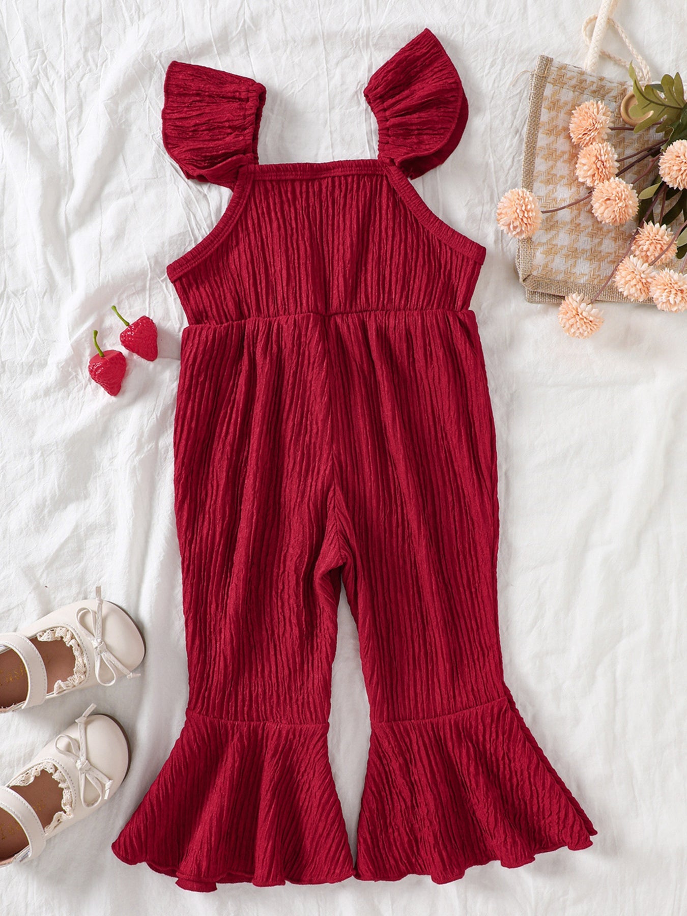 Children's Crochet Ruffle Trim Jumpsuit - Crowned Energy CO.