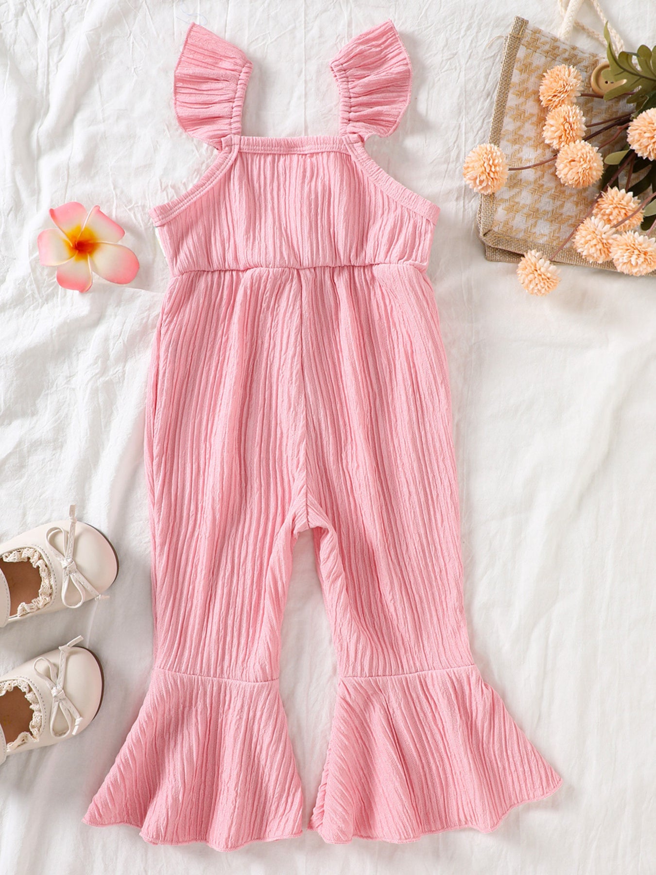 Children's Crochet Ruffle Trim Jumpsuit - Crowned Energy CO.