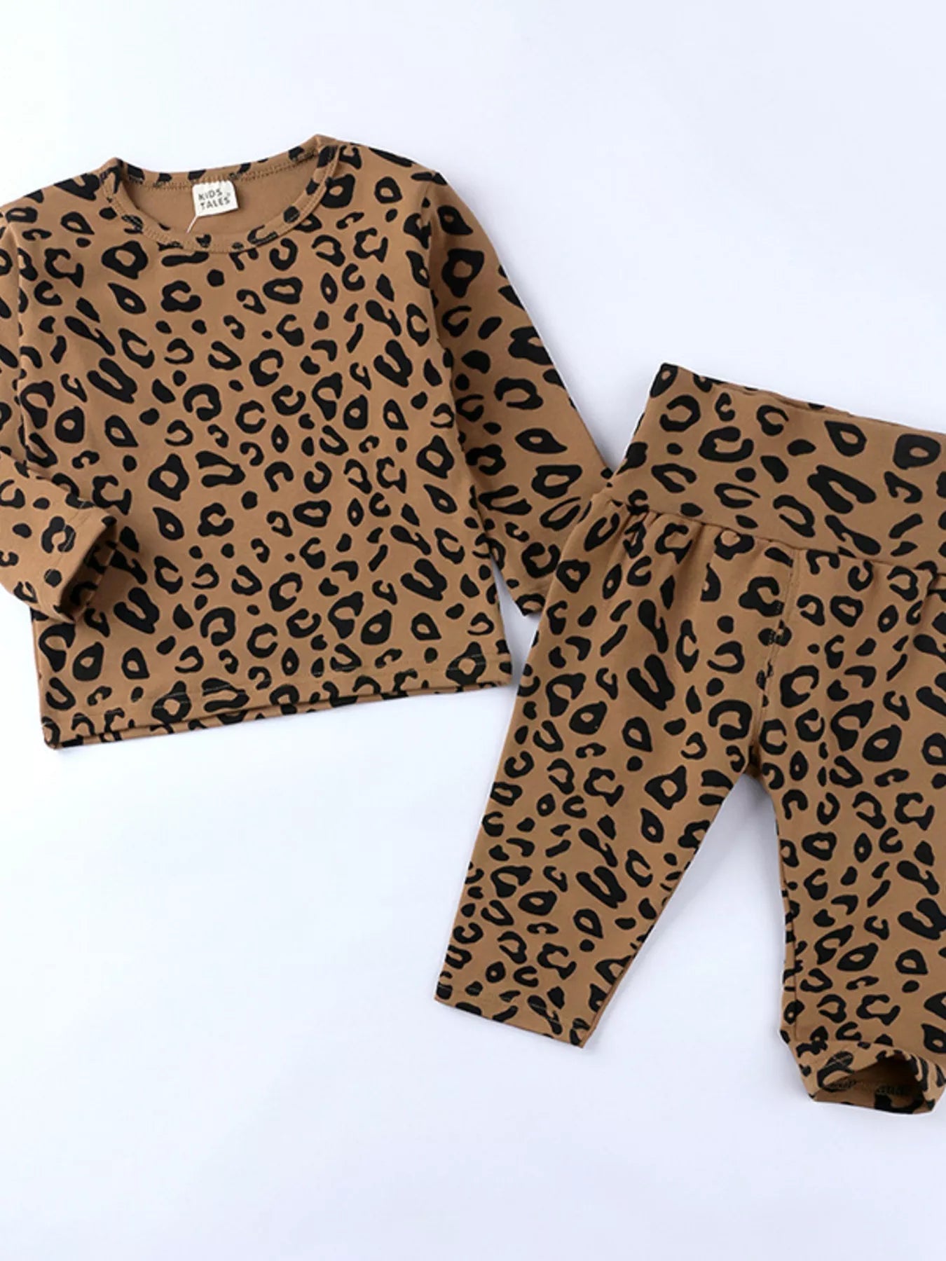 Children's Leopard Print Long Sleeve Top and Pants Set - Crowned Energy CO.