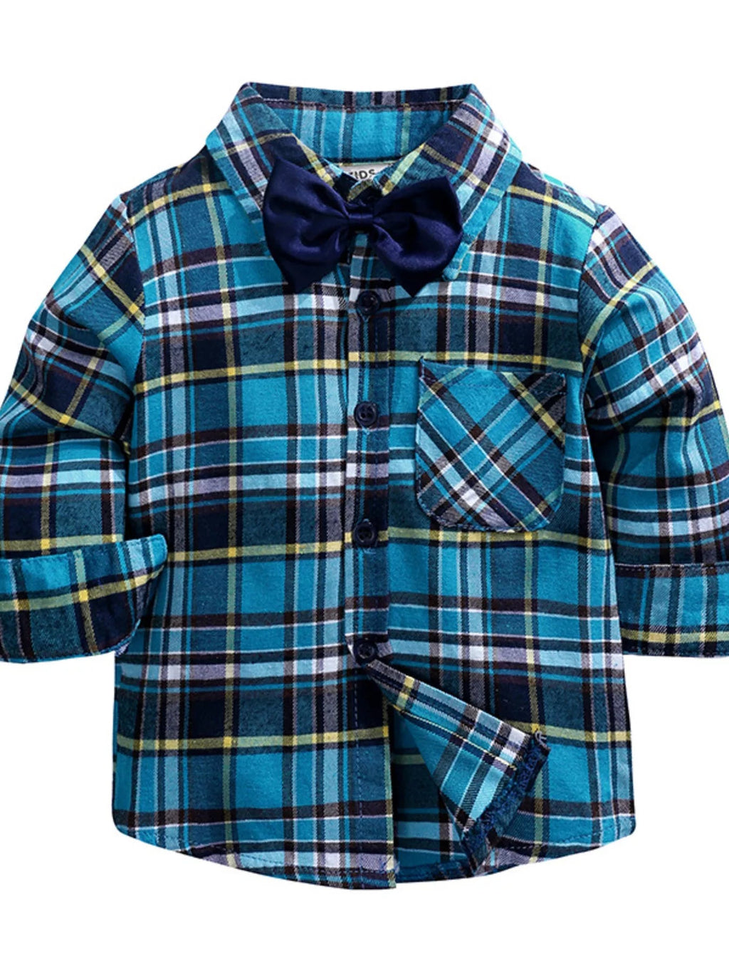Children's Plaid Shirt & Distressed Jeans with Suspenders Set - Crowned Energy CO.