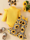 Children's Ruffled Bodysuit and Sunflower Pants Set - Crowned Energy CO.