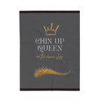 Chin Up Queen Velveteen Plush Blanket – Inspirational Gold Crown Throw - Crowned Energy CO.