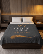 Chin Up Queen Velveteen Plush Throw Blanket - Crowned Energy CO.