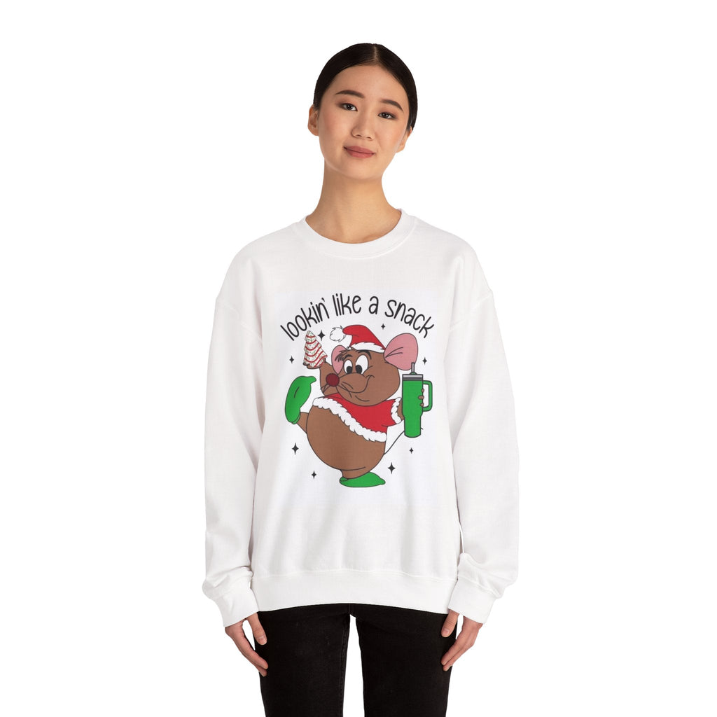 Christmas Cookie Mouse Sweatshirt — "Lookin' Like a Snack" Holiday Crewneck - Crowned Energy CO.