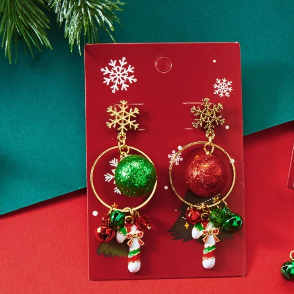 Crowned Energy CO. Deep Red / One Size Trendsi Earrings Christmas Snowflake Dangle Earrings with Colorful Beads