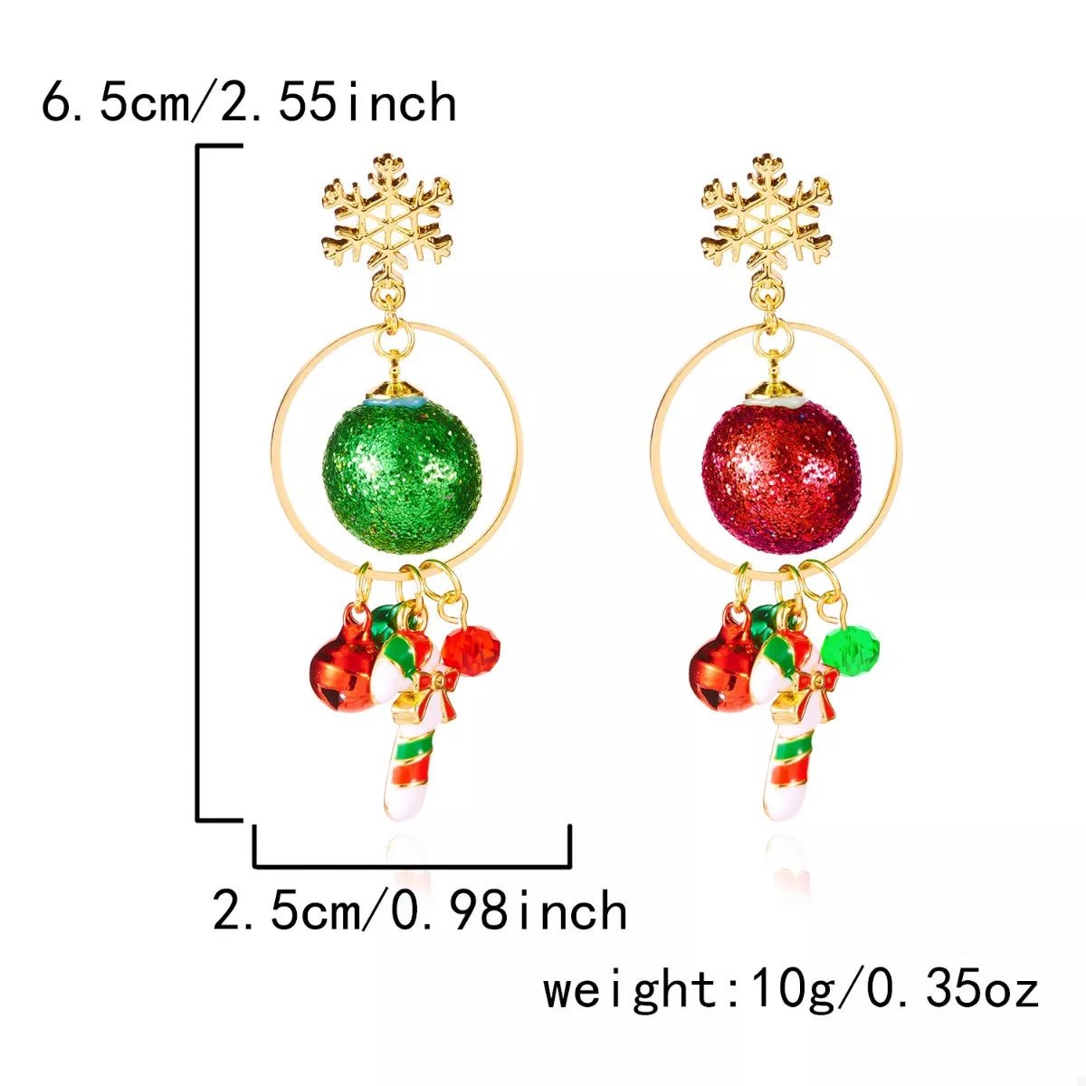 Crowned Energy CO. Deep Red / One Size Trendsi Earrings Christmas Snowflake Dangle Earrings with Colorful Beads