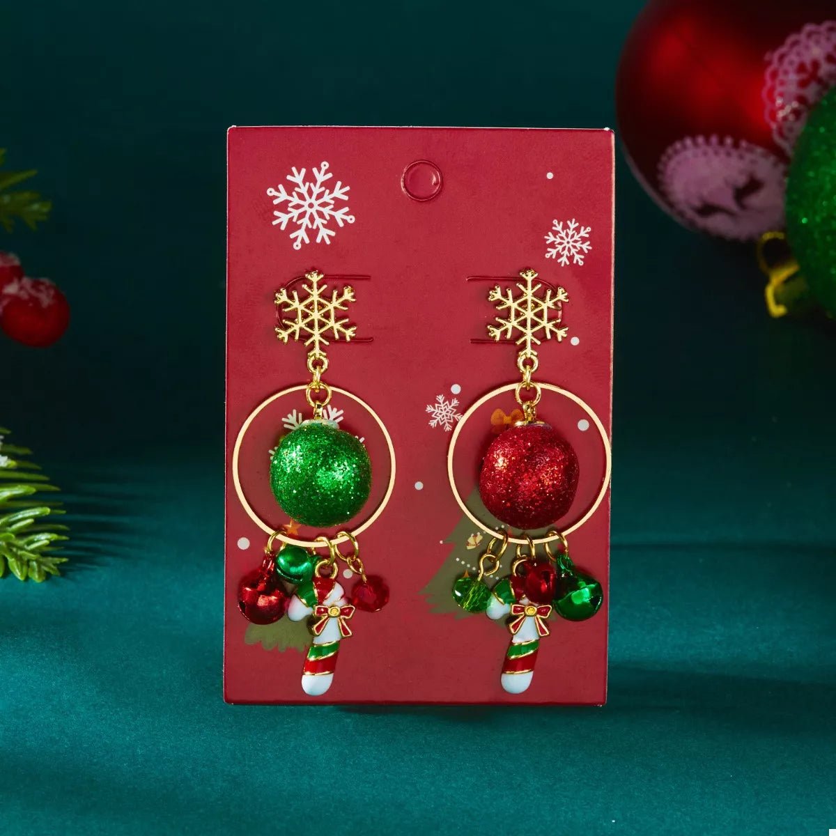 Crowned Energy CO. Deep Red / One Size Trendsi Earrings Christmas Snowflake Dangle Earrings with Colorful Beads