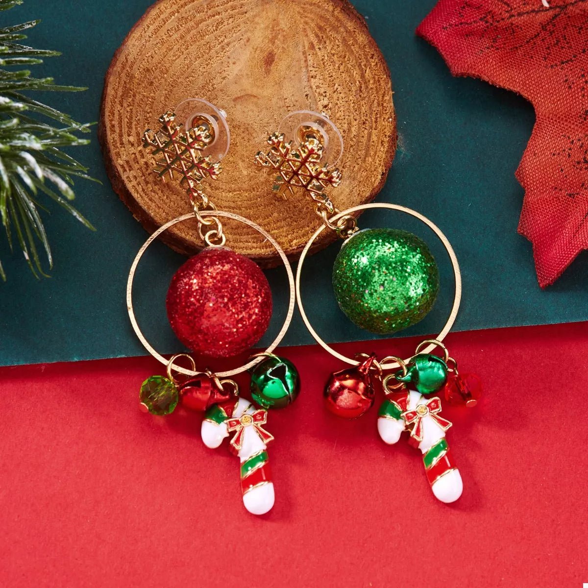Crowned Energy CO. Deep Red / One Size Trendsi Earrings Christmas Snowflake Dangle Earrings with Colorful Beads