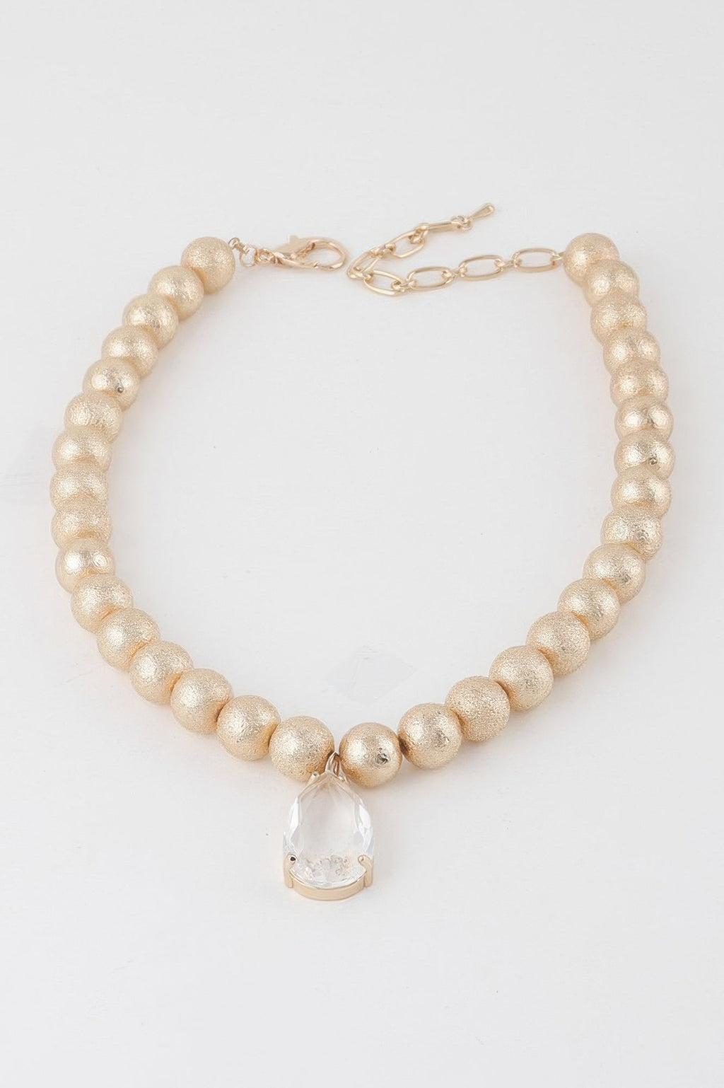 Clear Teardrop Beaded Necklace - Crowned Energy CO.