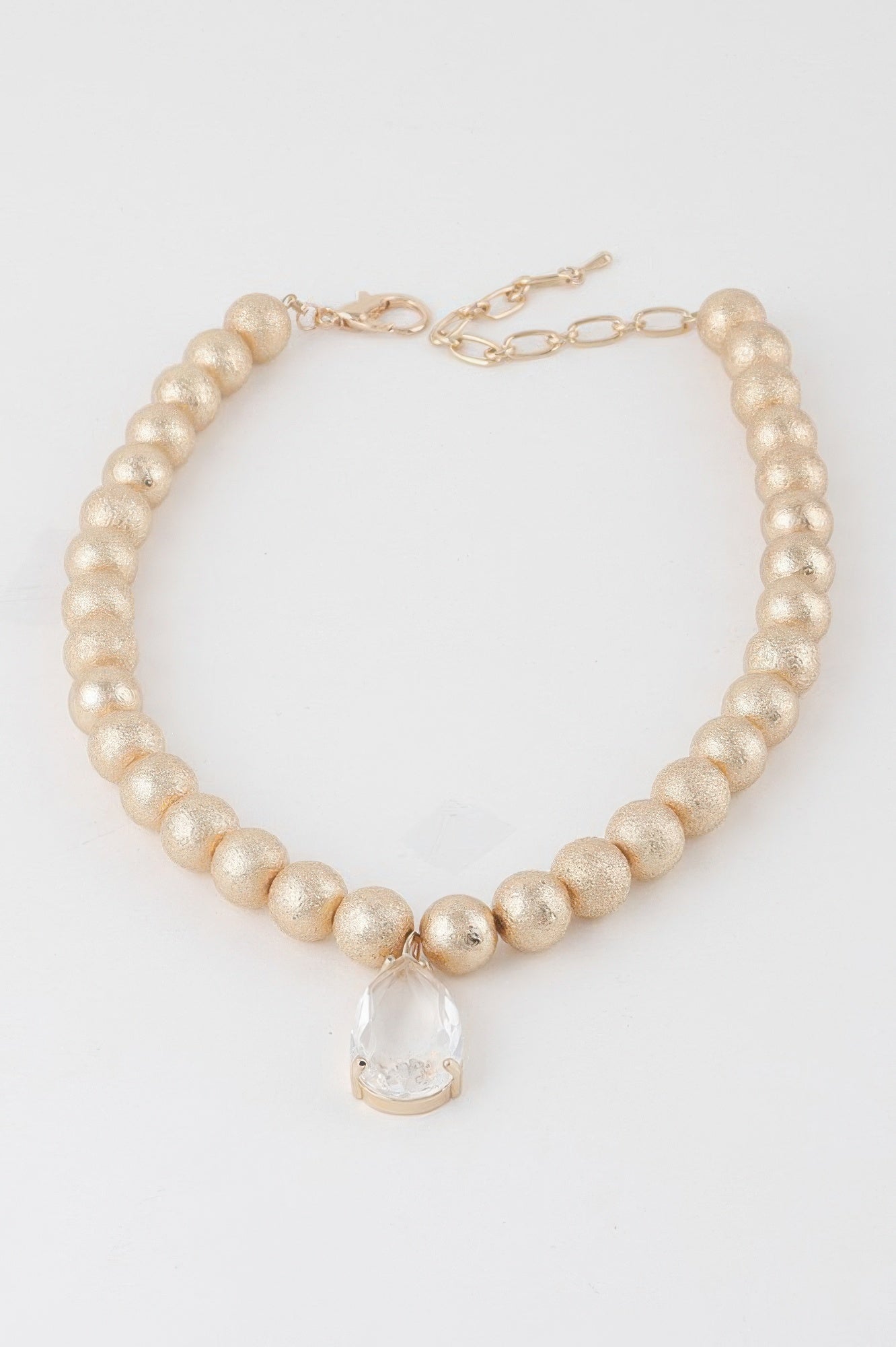 Clear Teardrop Beaded Necklace - Crowned Energy CO.