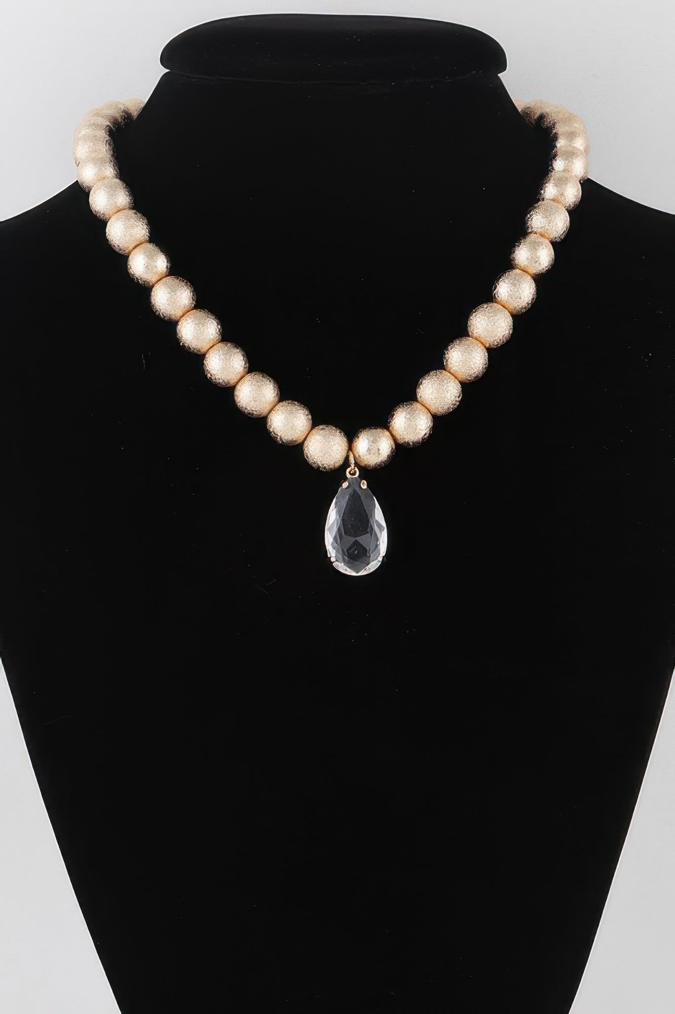 Clear Teardrop Beaded Necklace - Crowned Energy CO.