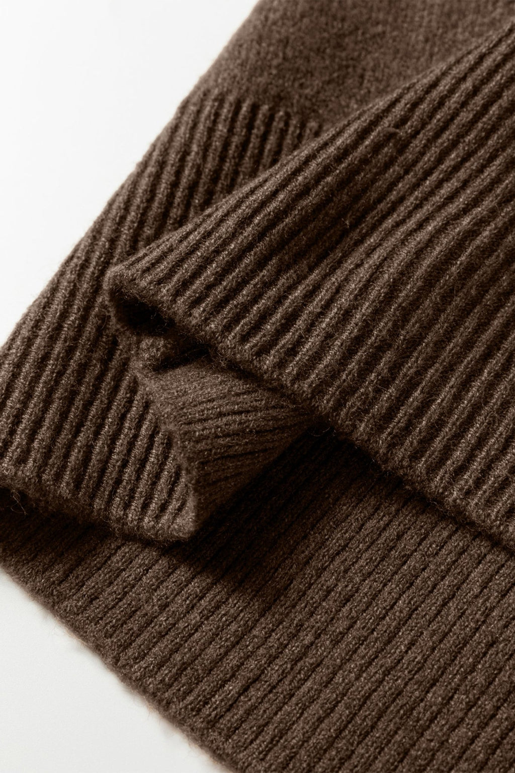 Coffee Dotted Print Ribbed Edge Knit Sweater - Crowned Energy CO.