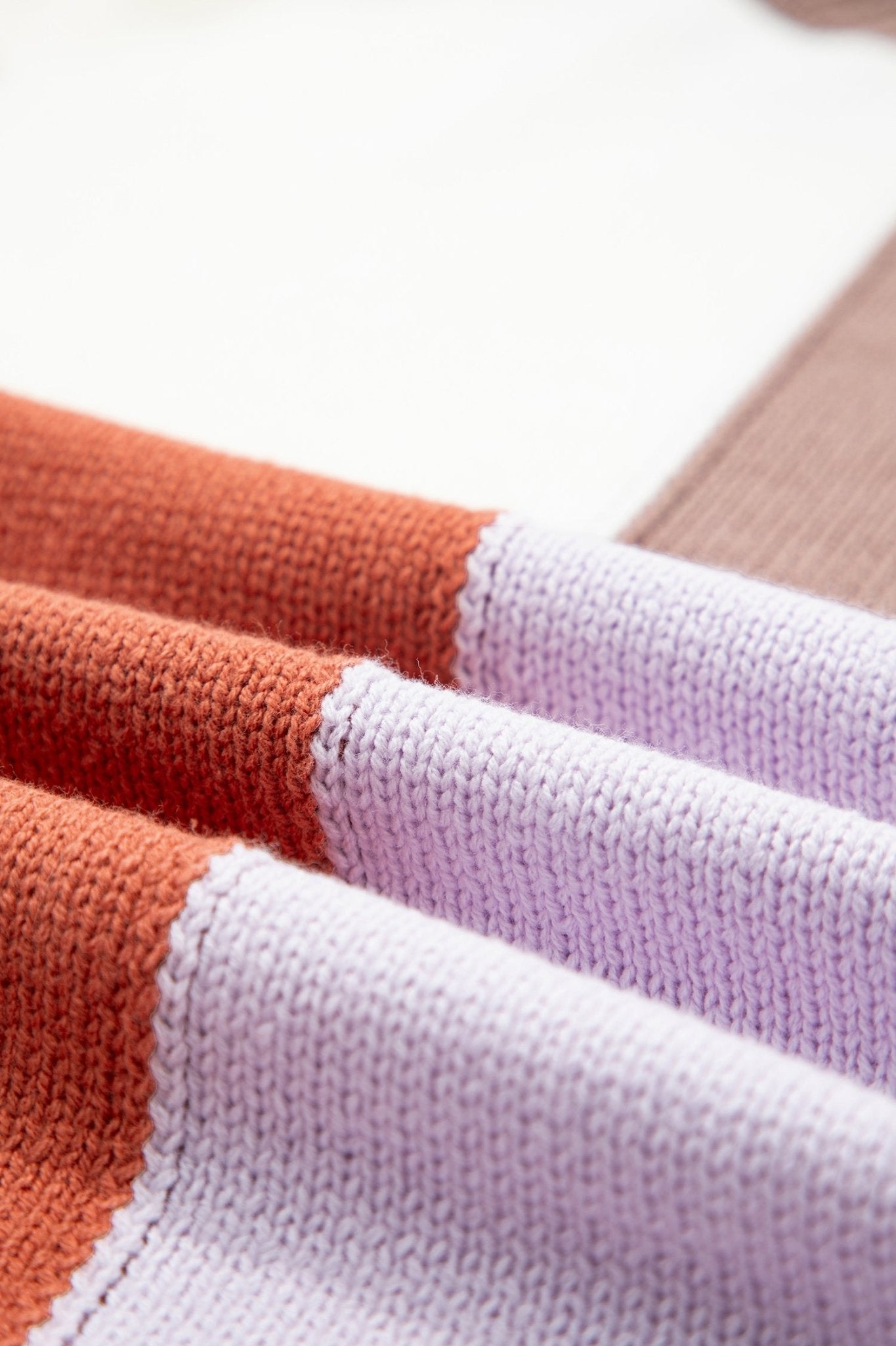 Coffee Mix Texture Colorblock Knit Baggy Sweater - Crowned Energy CO.