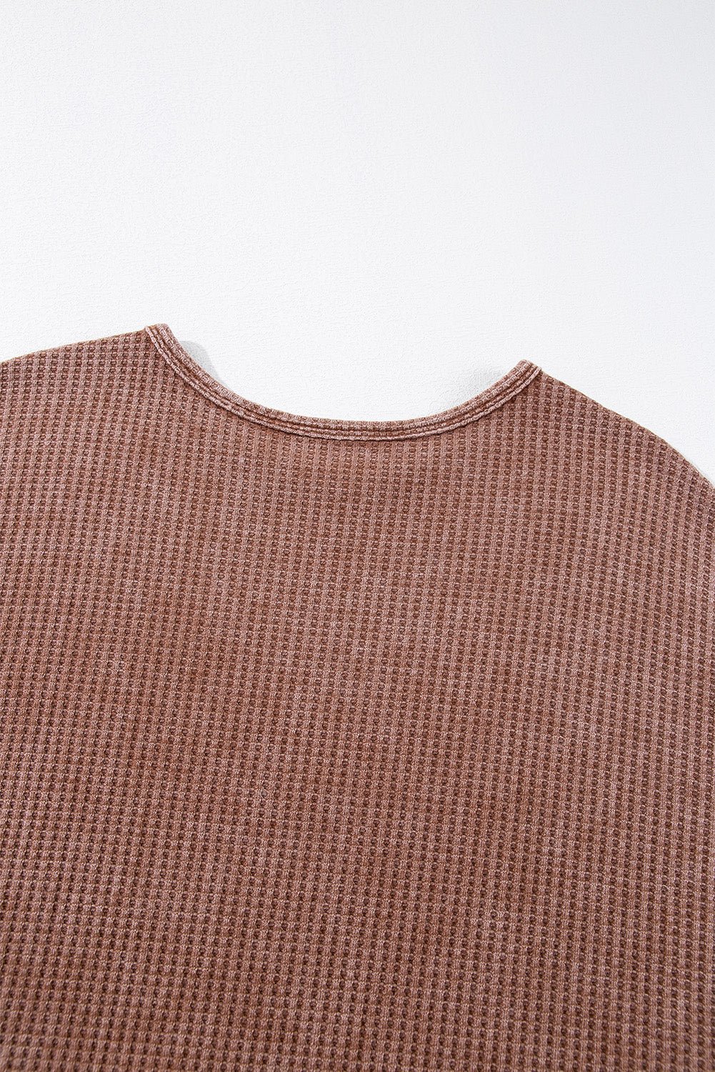 Coffee Waffle Knit Fringed High Low Loose Top - Crowned Energy CO.