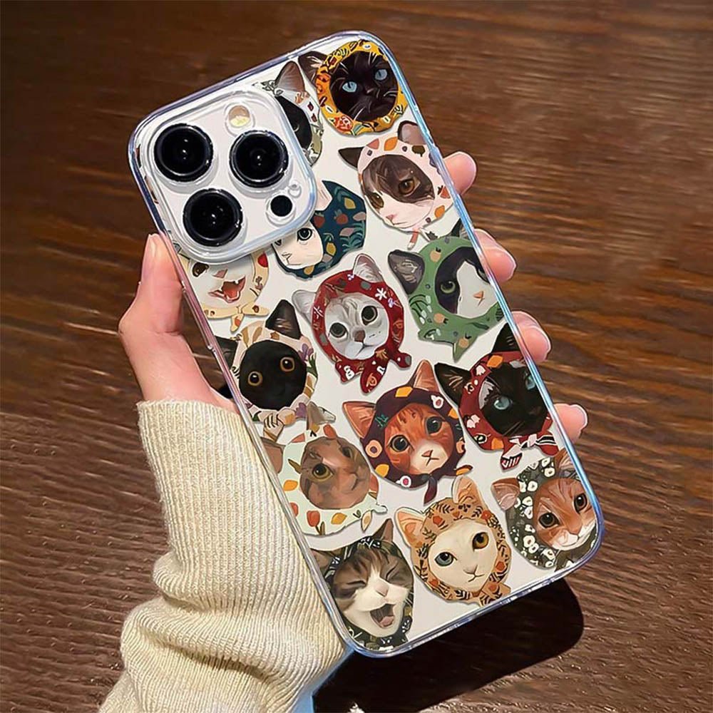 Colorful Cat Design Clear iPhone Case | ZAKAPOP - Crowned Energy CO.