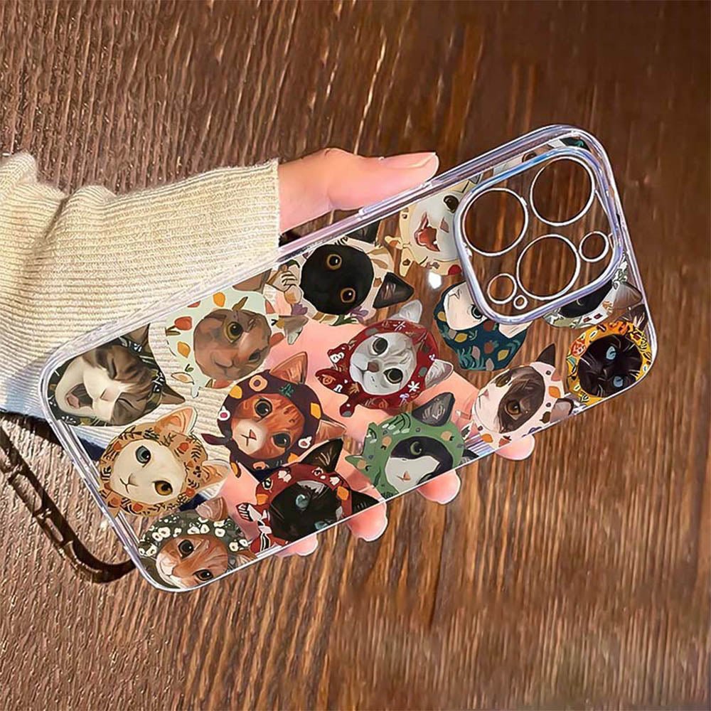Colorful Cat Design Clear iPhone Case | ZAKAPOP - Crowned Energy CO.