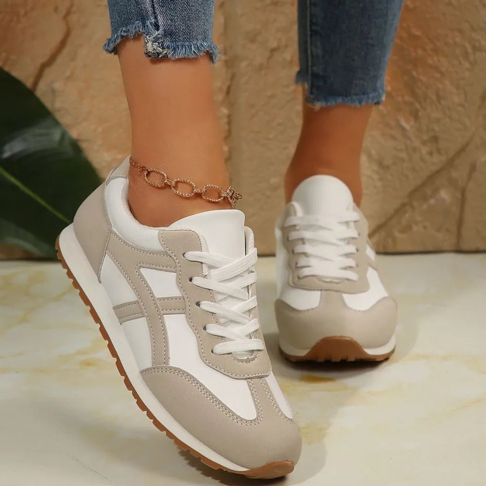 Contrast Lace Up Round Toe Sneakers - Crowned Energy CO.