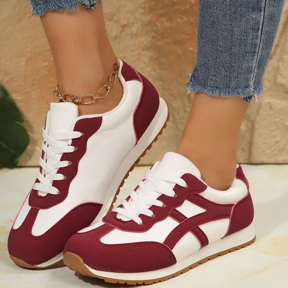 Contrast Lace Up Round Toe Sneakers - Crowned Energy CO.