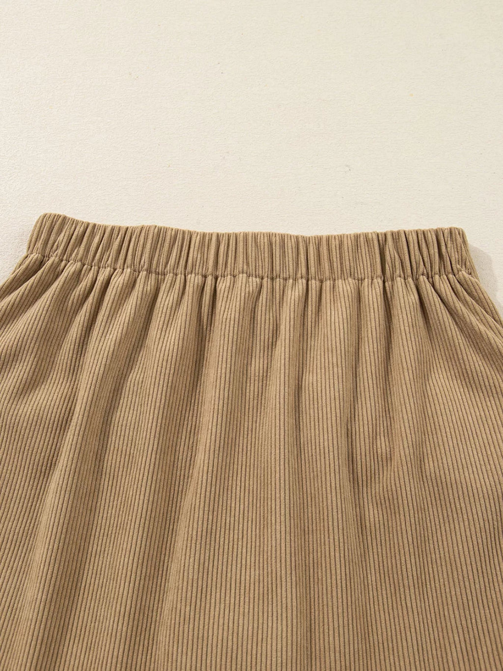 Crowned Energy CO. Camel / S Trendsi Skirt Corduroy Buttoned Front Mini Skirt