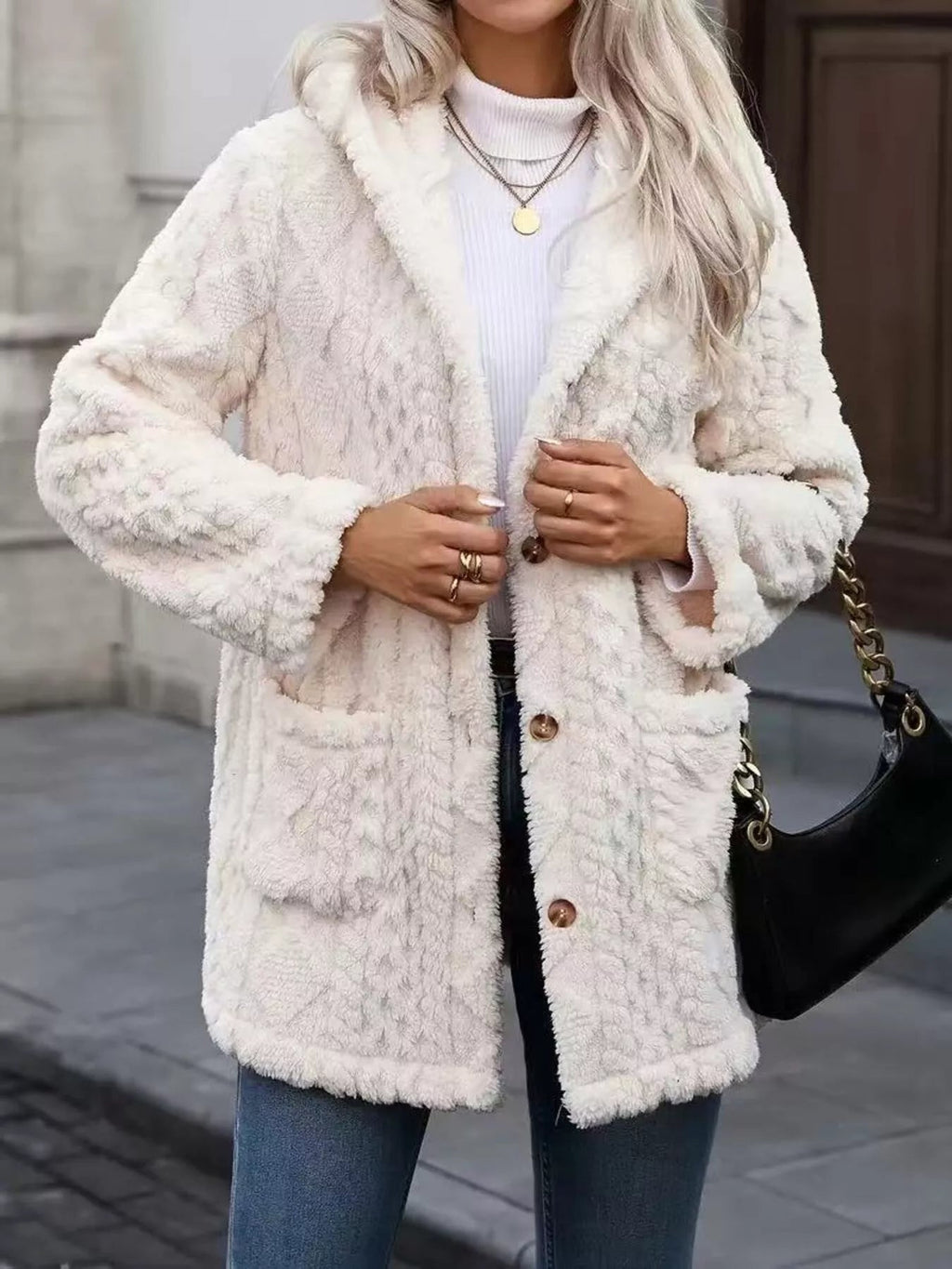 Cozy Button Up Hooded Fleece Outerwear - Crowned Energy CO.