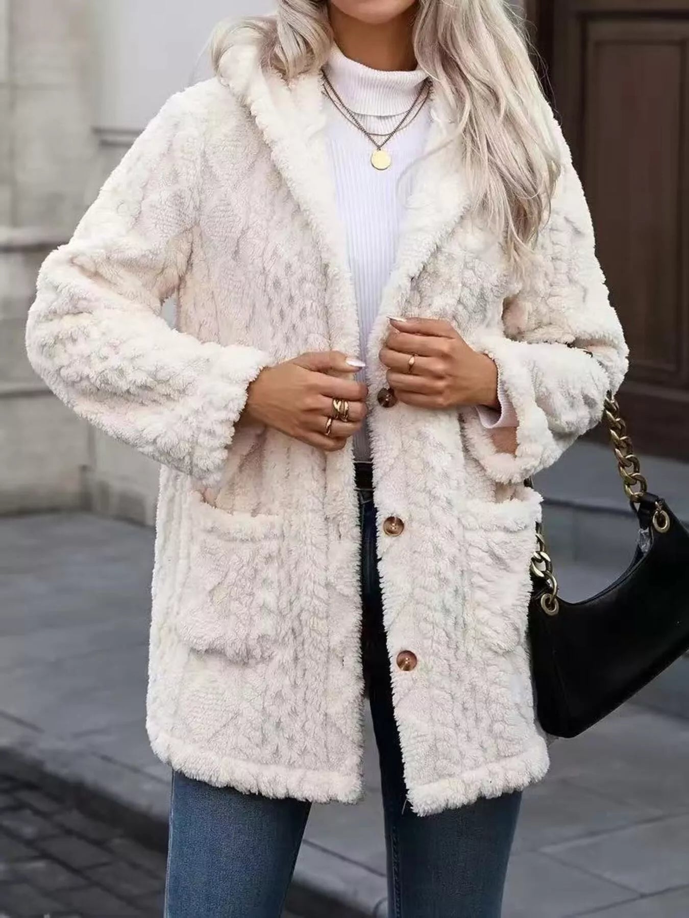 Cozy Button Up Hooded Fleece Outerwear - Crowned Energy CO.