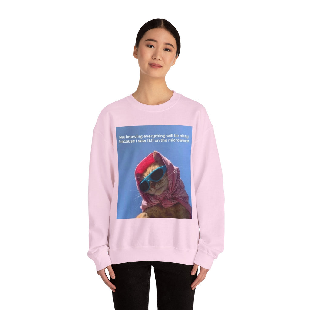 Crowned Energy CO. Dark Heather / S Printify Sweatshirt Cozy Cat-Themed Crewneck Sweatshirt, Perfect for Cat Lovers, Gifts for Her, Funny Sweatshirt, Casual Wear, Unique Cat Apparel