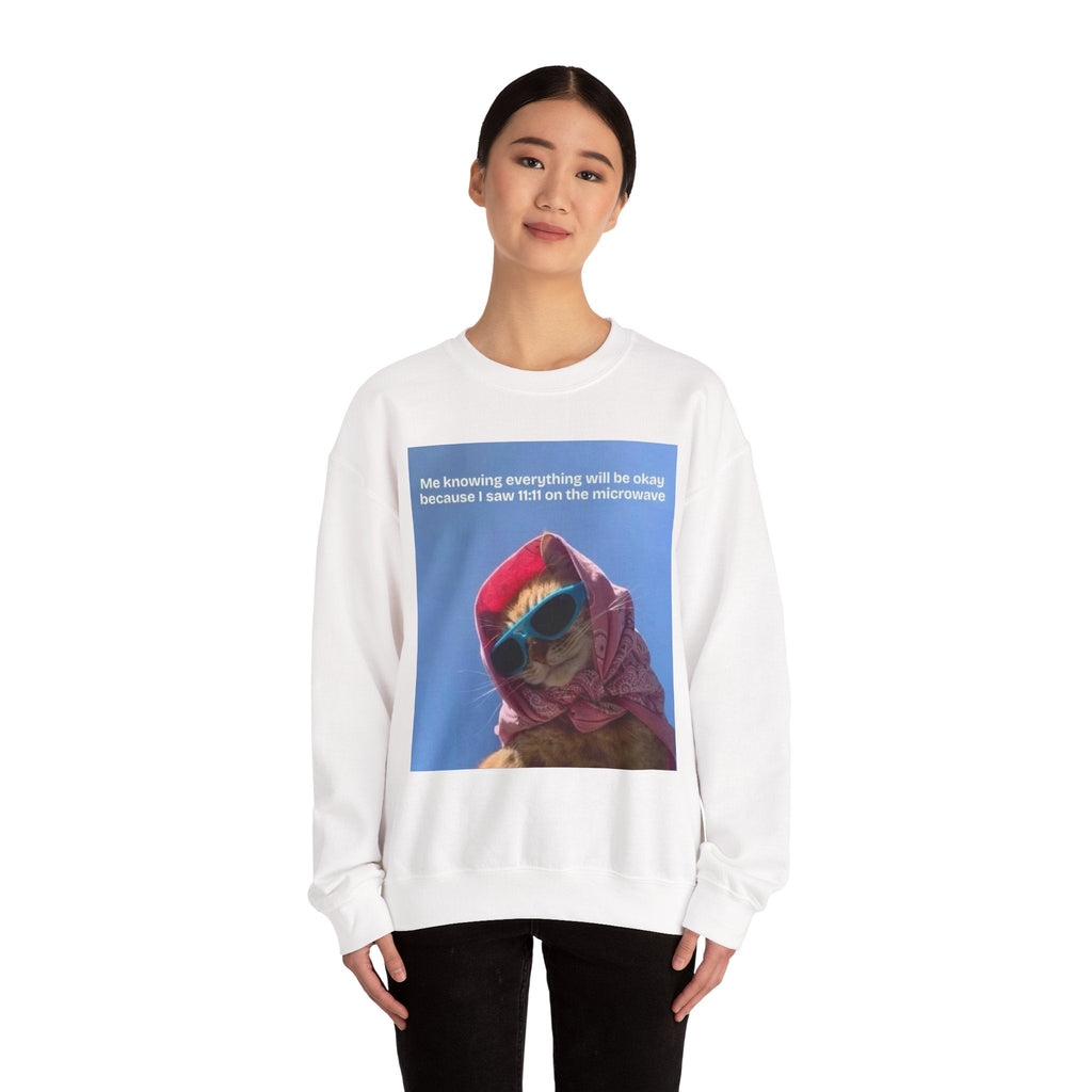 Crowned Energy CO. Dark Heather / S Printify Sweatshirt Cozy Cat-Themed Crewneck Sweatshirt, Perfect for Cat Lovers, Gifts for Her, Funny Sweatshirt, Casual Wear, Unique Cat Apparel