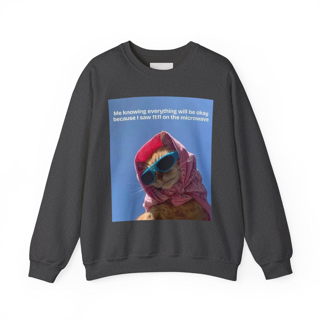 Crowned Energy CO. Dark Heather / S Printify Sweatshirt Cozy Cat-Themed Crewneck Sweatshirt, Perfect for Cat Lovers, Gifts for Her, Funny Sweatshirt, Casual Wear, Unique Cat Apparel