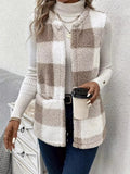 Cozy Plaid Sherpa Vest Coat - Crowned Energy CO.