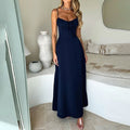 Crowned Energy CO. Dark Blue / 2XL Goddess Vibes Dresses Cross-border Women's Clothing Elegant Lace-up Backless A- Line Dress