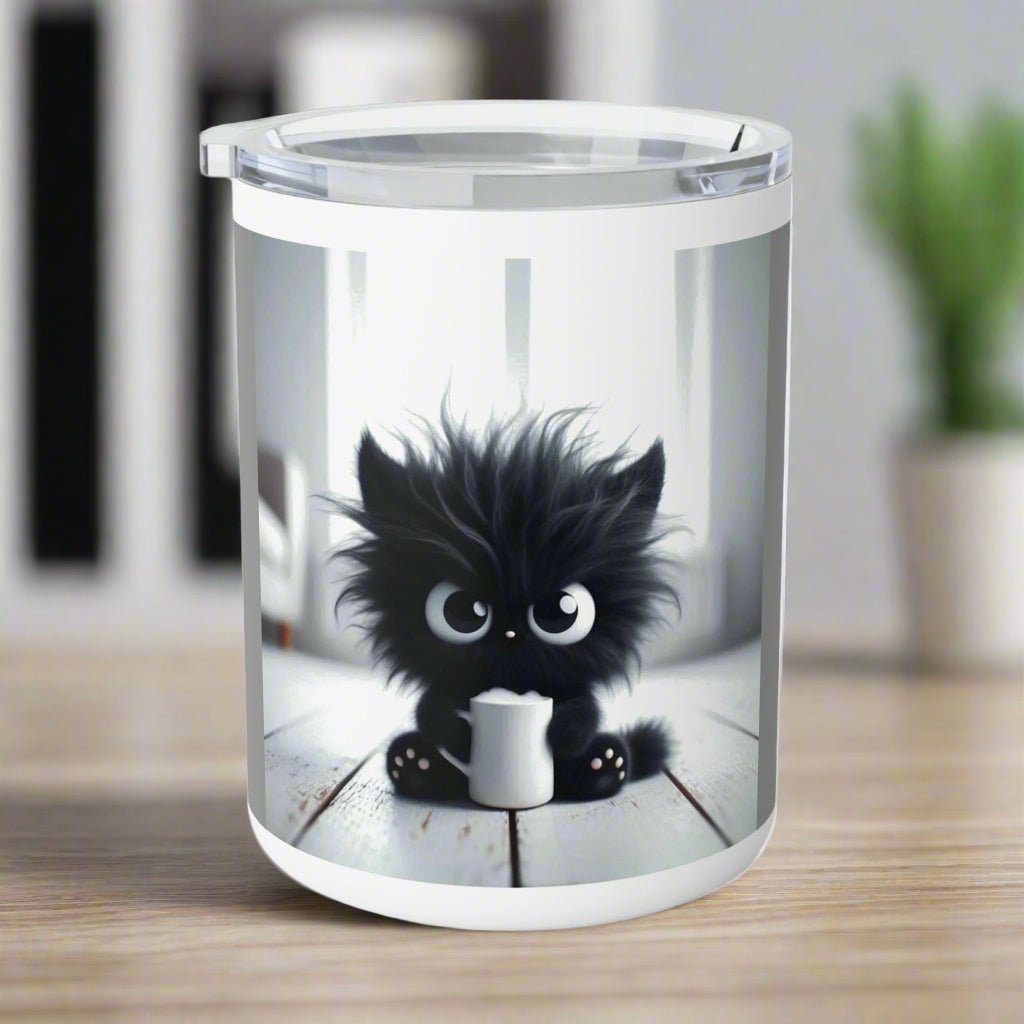 Crowned Energy CO. 10oz / White Printify Mug Cute Cat Lover Insulated Coffee Mug – 10oz Stainless Steel Gift for Pet Owners, Birthday, Housewarming & Cozy Mornings