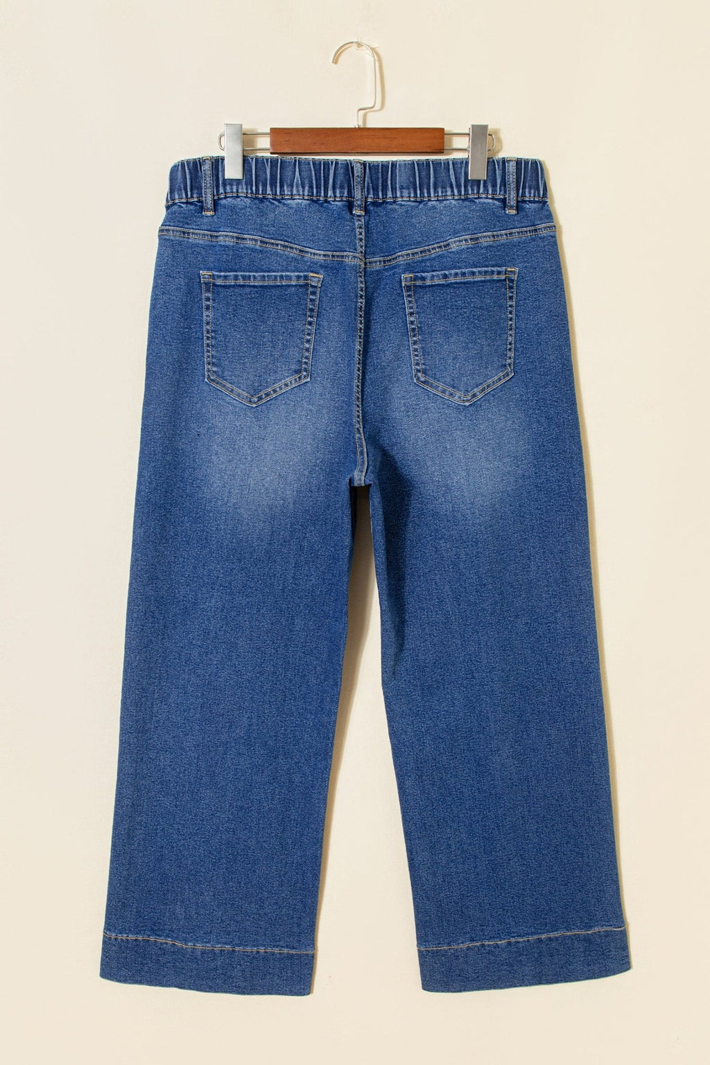 Dark Blue Acid Wash Contrast Lace - up Plus Size Jeans - Crowned Energy CO.