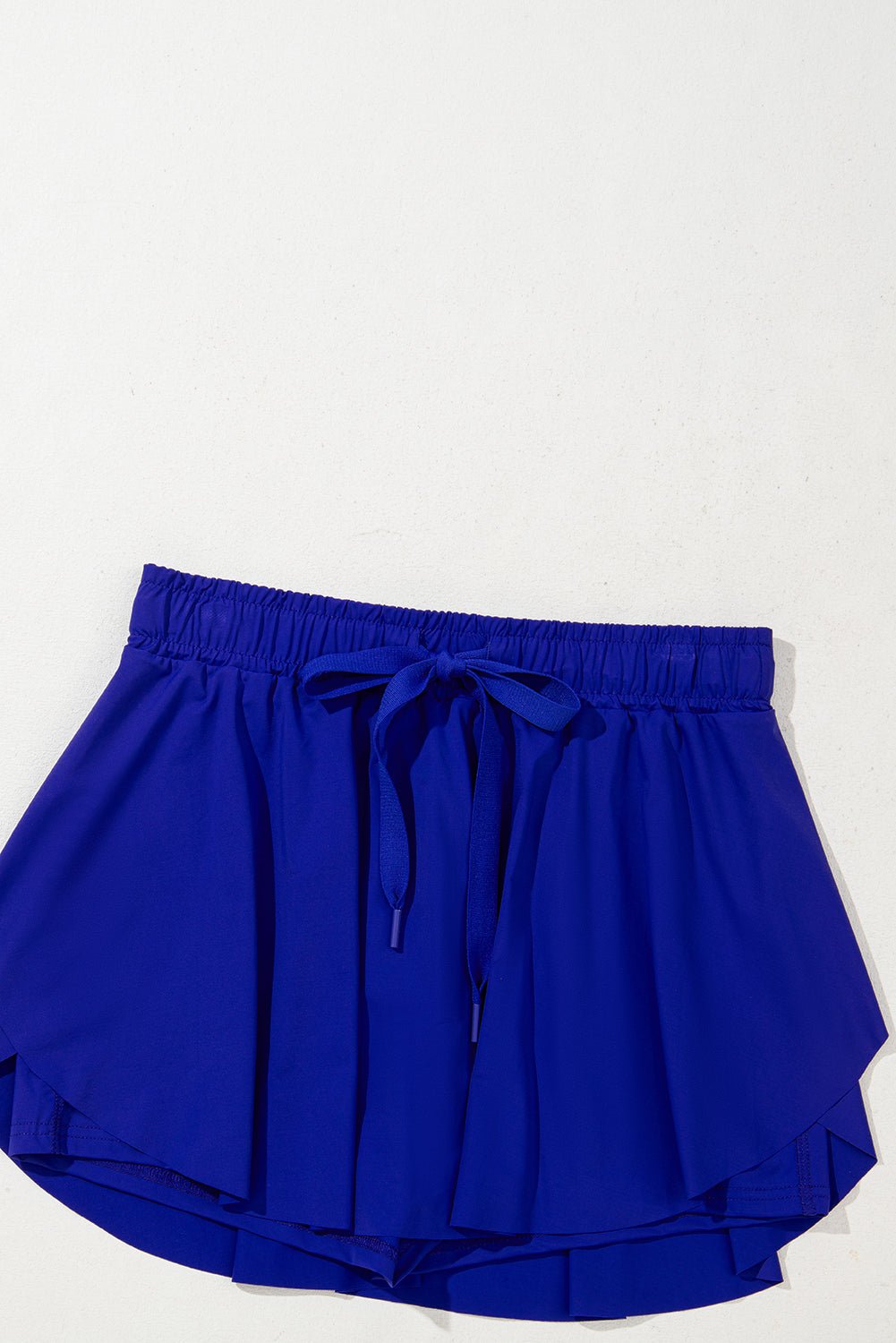 Dark Blue Drawstring Elastic Waistband Lined Tennis Skorts - Crowned Energy CO.