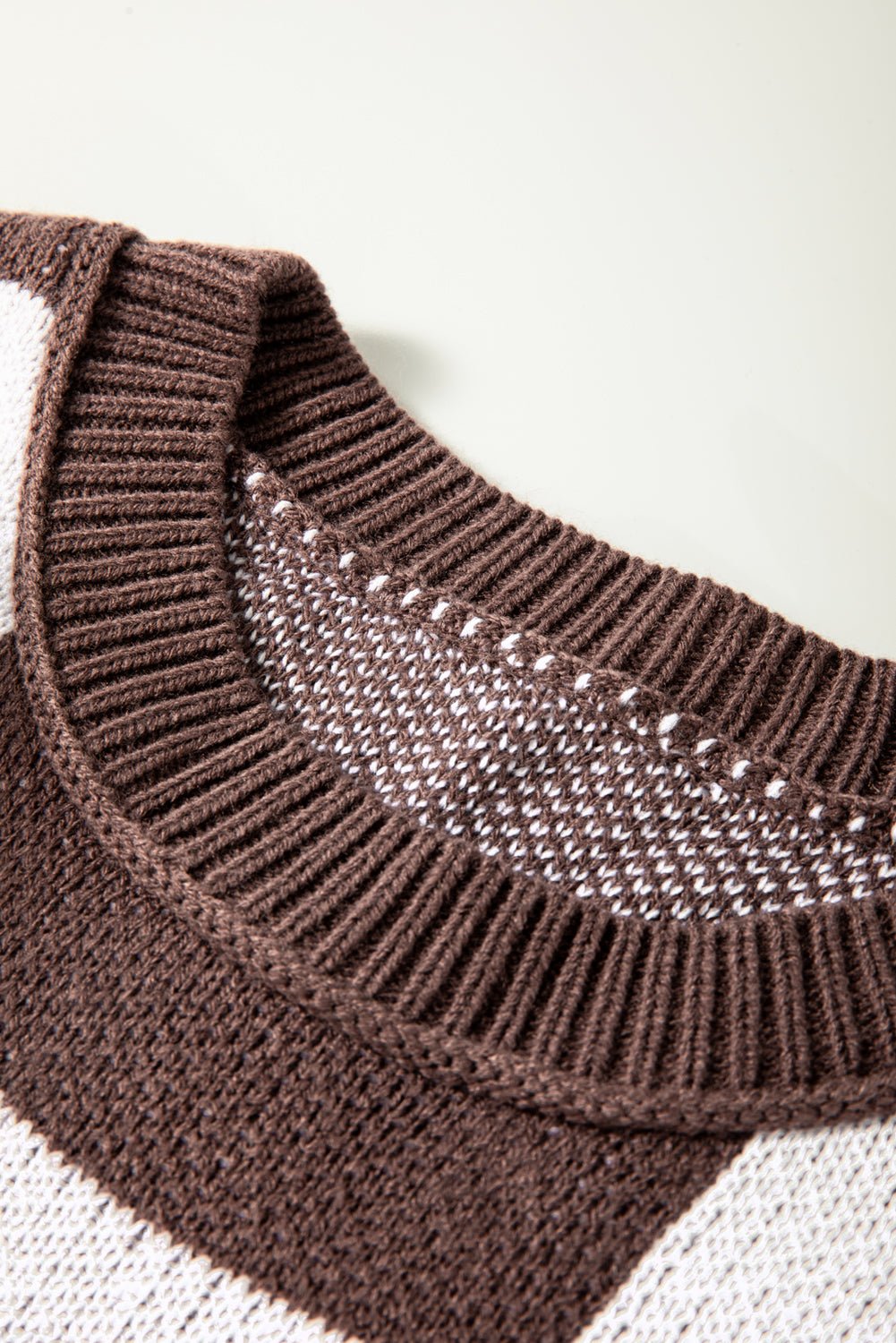 Dark Brown Checkered Bishop Sleeve Sweater - Crowned Energy CO.