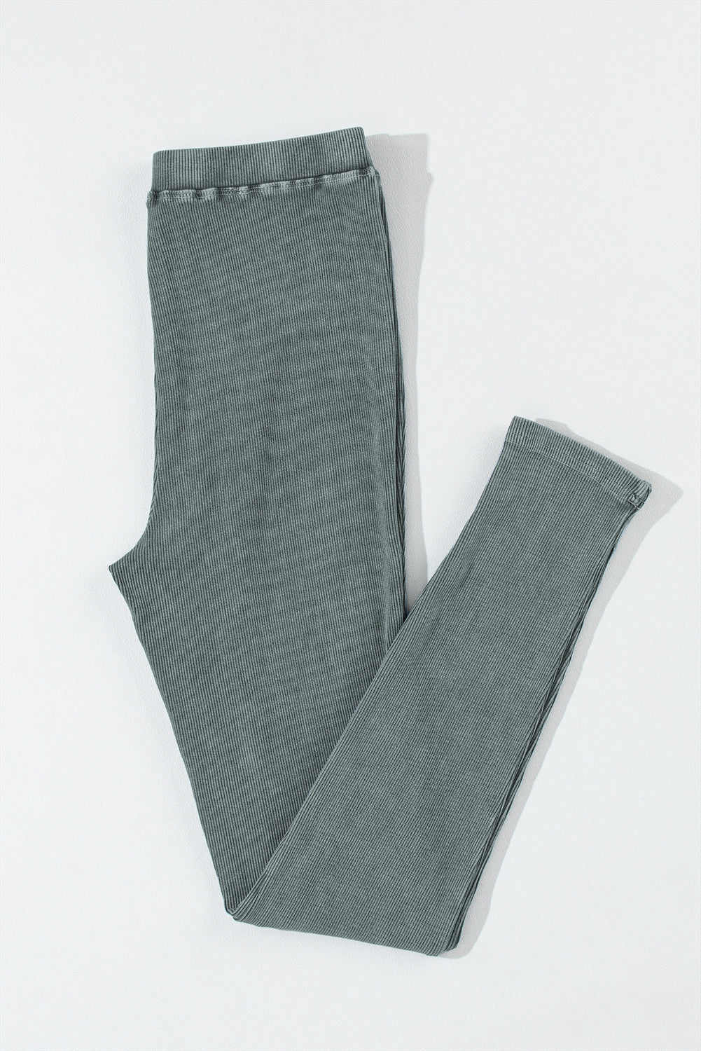 Dark Grey Vintage Wash Ribbed Leggings - Crowned Energy CO.