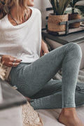 Dark Grey Vintage Wash Ribbed Leggings - Crowned Energy CO.