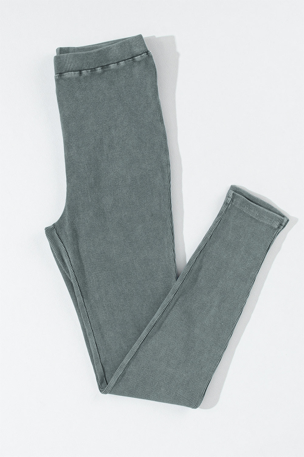 Dark Grey Vintage Wash Ribbed Leggings - Crowned Energy CO.