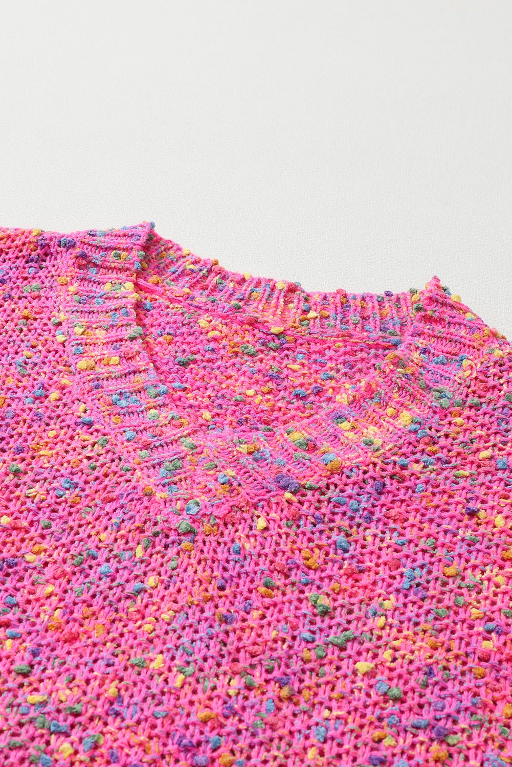 Crowned Energy CO. Dark Pink / S / 50%Polyester+50%Acrylic Dear-Lover Dropshipping Sweaters & Cardigans/Sweaters Dark Pink Colorful Spots Knitted V Neck Casual Sweater