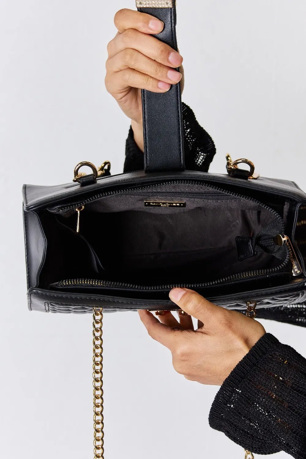 David Jones Quilted PU Leather Handbag - Crowned Energy CO.