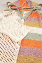 DEAR - LOVER Beige Oversized Colorblock V Neck Hooded Sweater - Crowned Energy CO.
