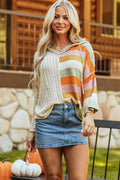 Crowned Energy CO. Beige / S / 100%Acrylic Dear-Lover Dropshipping Sweaters & Cardigans/Sweaters DEAR-LOVER Beige Oversized Colorblock V Neck Hooded Sweater