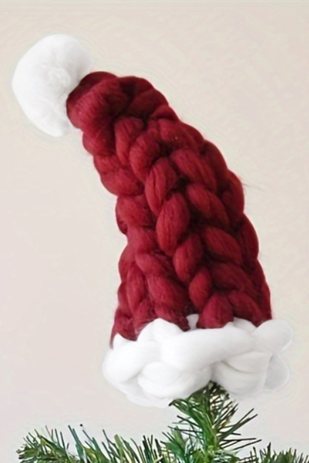 Dearlove Red Dahlia Color Block Pom Pom Decor Chunky Knitted Christmas Hat - Crowned Energy CO.