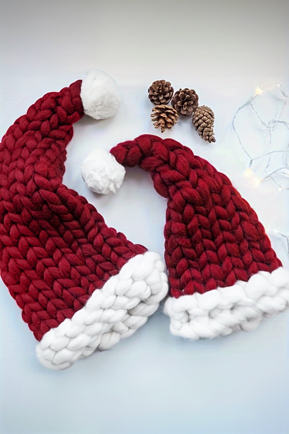 Dearlove Red Dahlia Color Block Pom Pom Decor Chunky Knitted Christmas Hat - Crowned Energy CO.