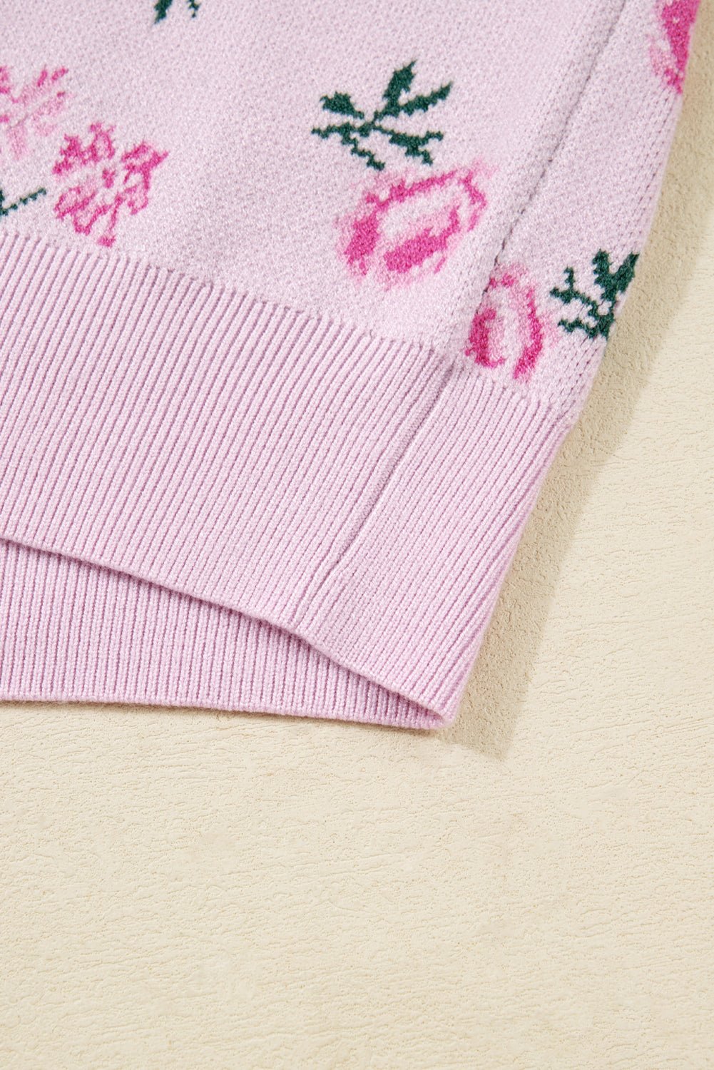 Delicacy Sweet Floral Print Drop Shoulder Cropped Sweater - Crowned Energy CO.