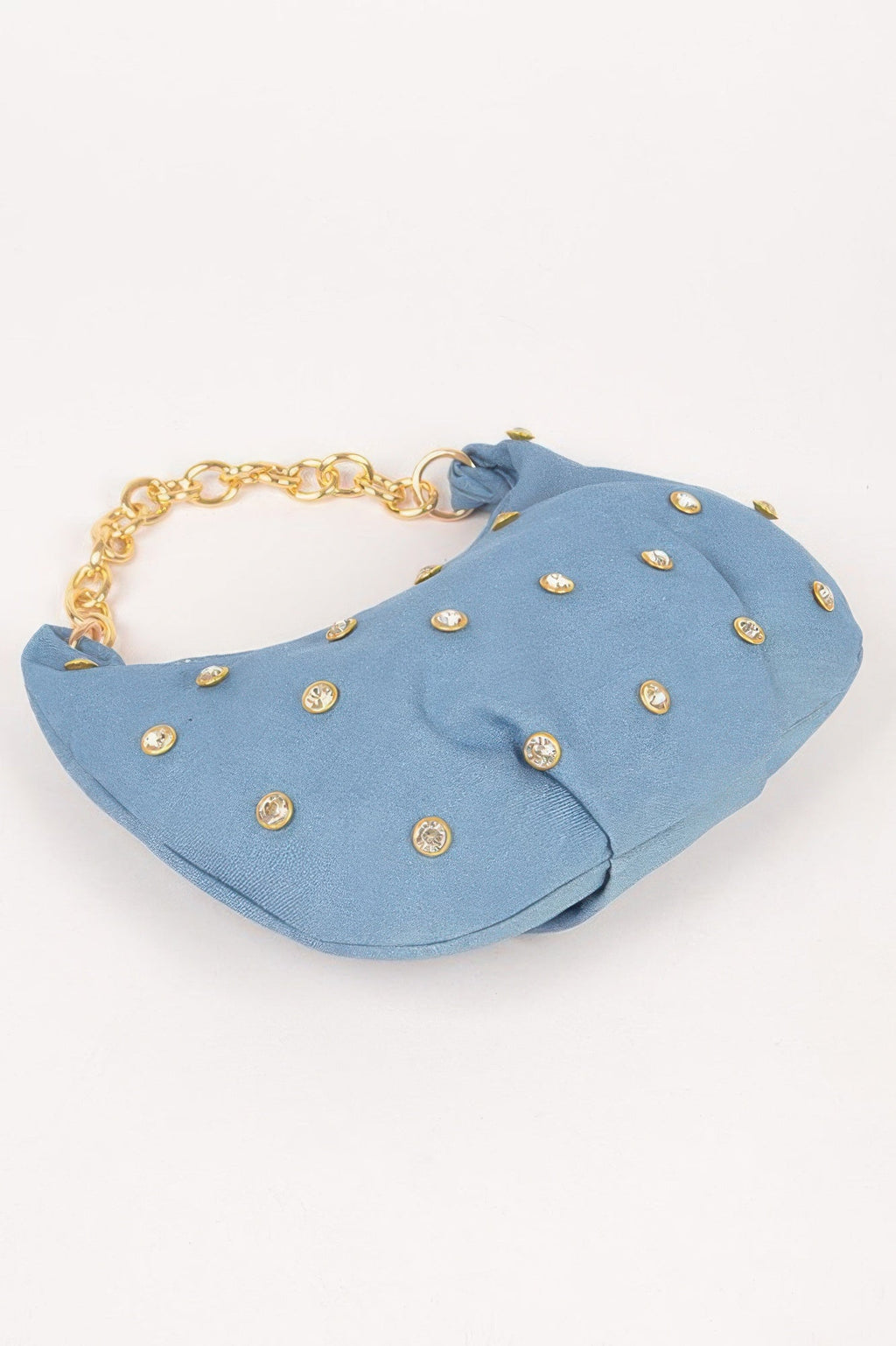 Denim Stone Stud Chain Handle Bag - Crowned Energy CO.