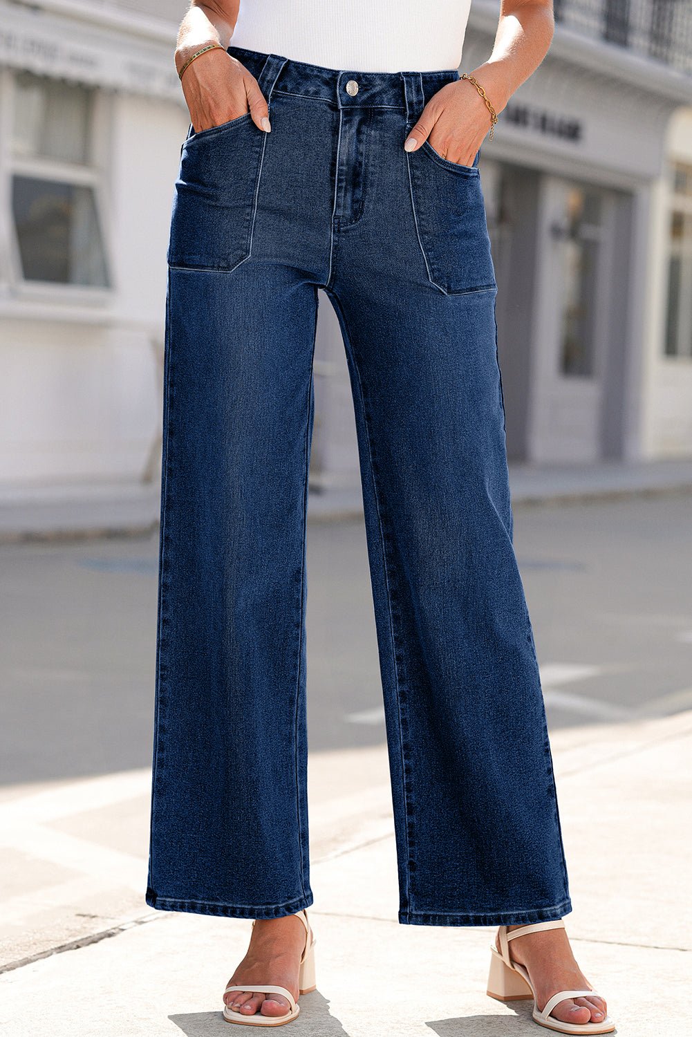 Dirty blue Daily Fashion Straight Leg Mid - rise Shift Jeans - Crowned Energy CO.