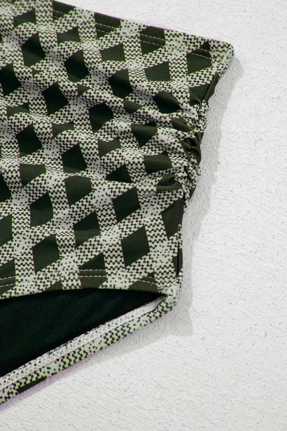 Dotted Mesh Plaid Patchwork High Waisted Swim Set - Crowned Energy CO.