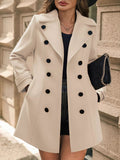 Double - Breasted Wool Blend Overcoat - Crowned Energy CO.