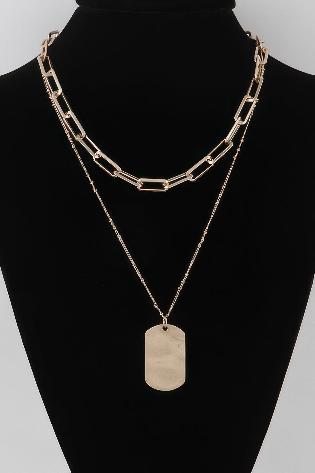Double Layered Tag Chain Necklace - Crowned Energy CO.