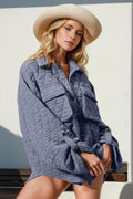 Double Take Button Up Quilted Shacket with Chest Pockets - Crowned Energy CO.